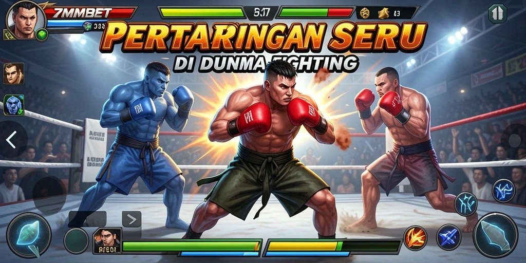 Tangkapan layar pertarungan epik dalam 7MMBET yang menampilkan karakter bertarung.