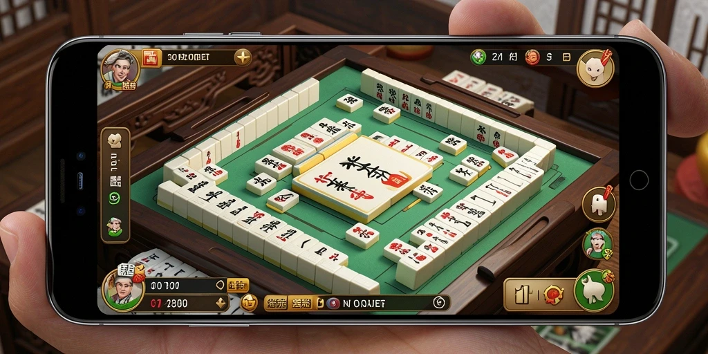 Tampilan gameplay seru dari DOMINOBET yang menampilkan Mahjong.