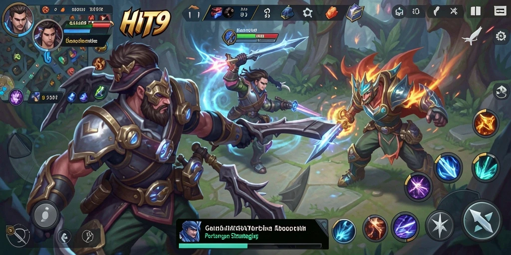 Tampilan seru pertempuran di HIT9 dengan gameplay MOBA yang menarik.