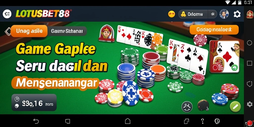 Tampilan gameplay seru di LOTUSBET88 yang menampilkan suasana Gaple.