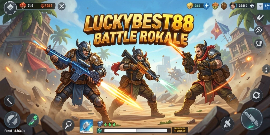 Tampilan gameplay Battle Royale yang mendebarkan di LUCKYBEST88.