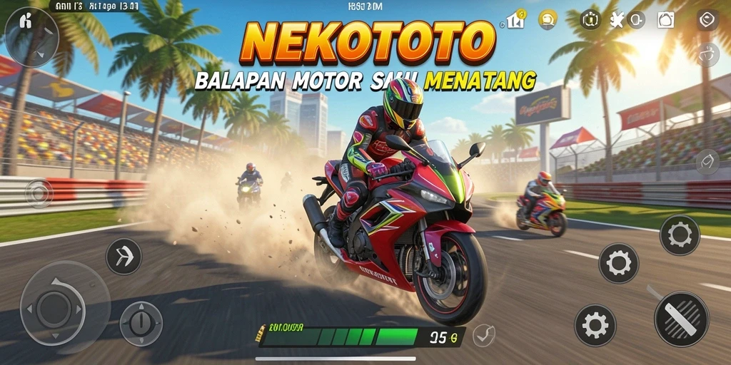 Tampilan gameplay seru di trek balapan NEKOTOTO.