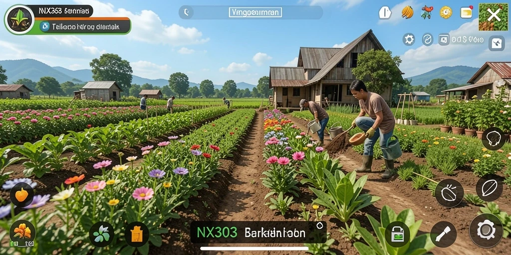 Tampilan gameplay NX303 yang menggugah selera dalam bertani.