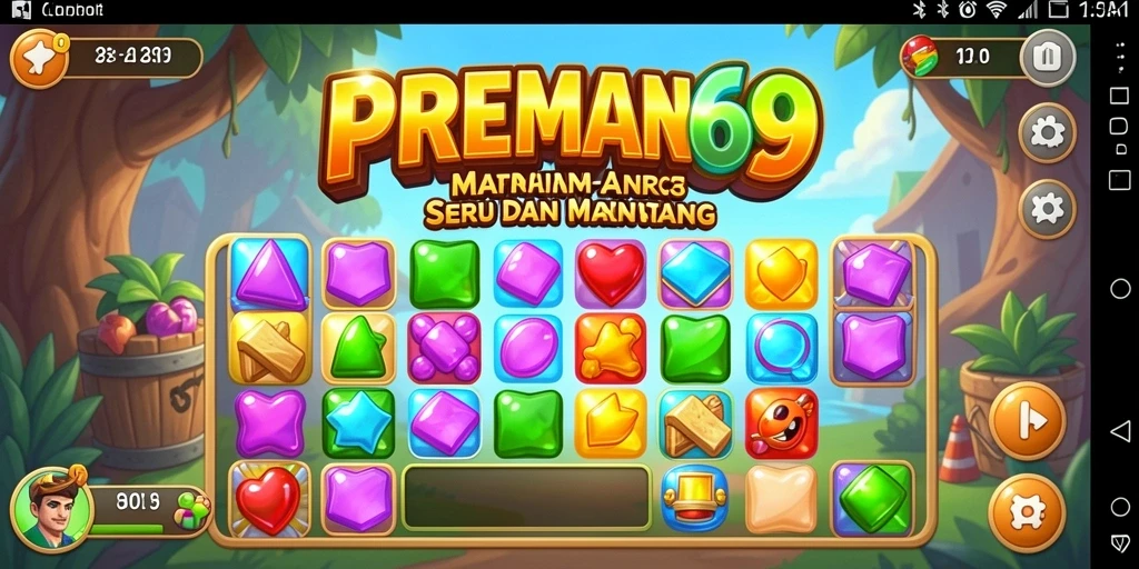 Tampilkan aksi seru gameplay Match-3 di PREMAN69.