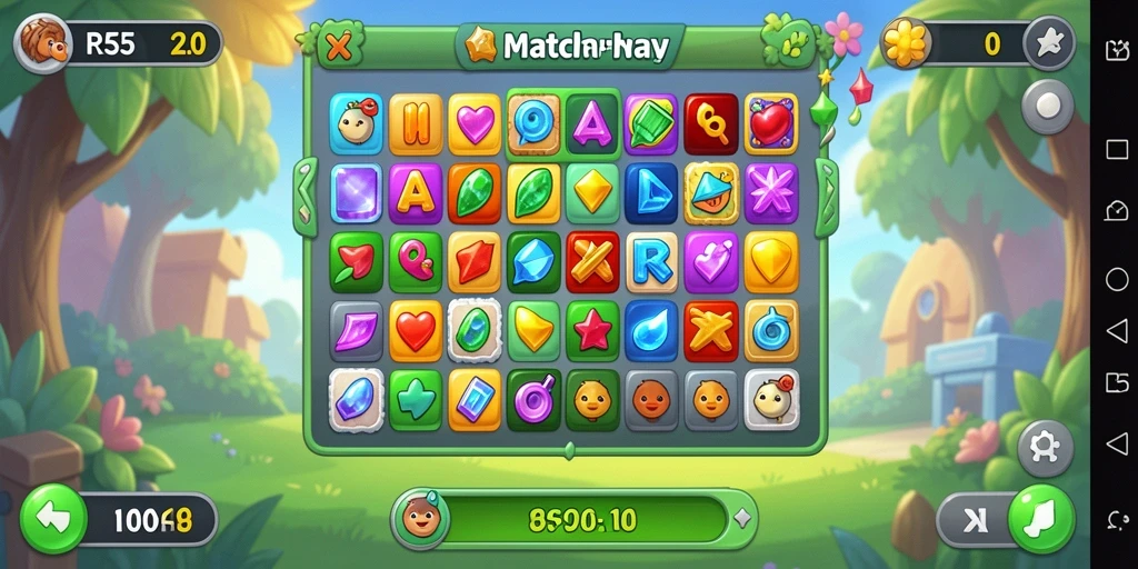 Screenshot RK55 menampilkan gameplay Match-3 yang menakjubkan.
