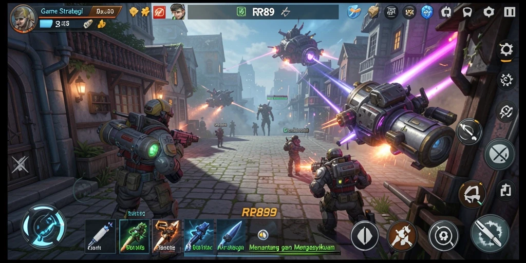 Tangkapan layar gameplay mengesankan dari RR89 yang menunjukkan pertarungan strategi.