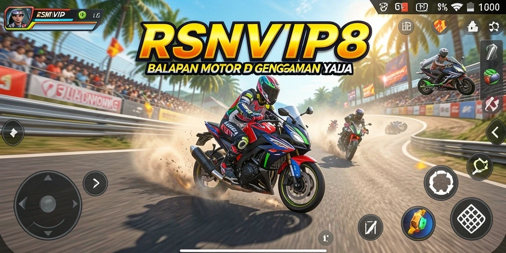 Tampilan gameplay RSNVIP8 yang mendebarkan dalam balapan motor.