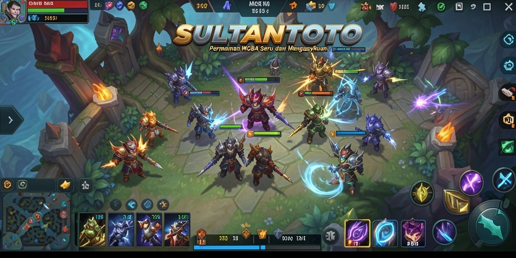Tampilan gameplay MOBA yang penuh aksi di SULTANTOTO.