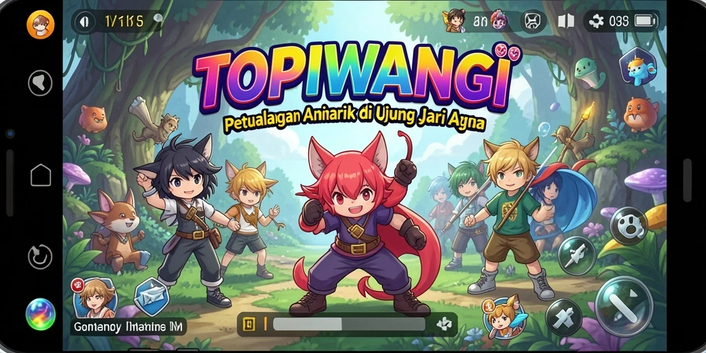 Screenshot gameplay TOPIWANGI menampilkan pertarungan karakter Anime yang mendebarkan.